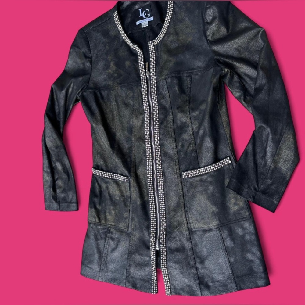 Lena Gabrielle oil spill black  rhinestone flashy business casual blazer